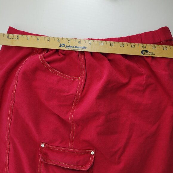 Dream Jeannes by Quacker Factory Skort Women's L Red Heart Bling Skirt Shorts - Picture 10 of 13